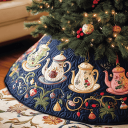 Festive Teapot Quilted Tree Skirt Thoughtful Valentine�s Day Gift Merch