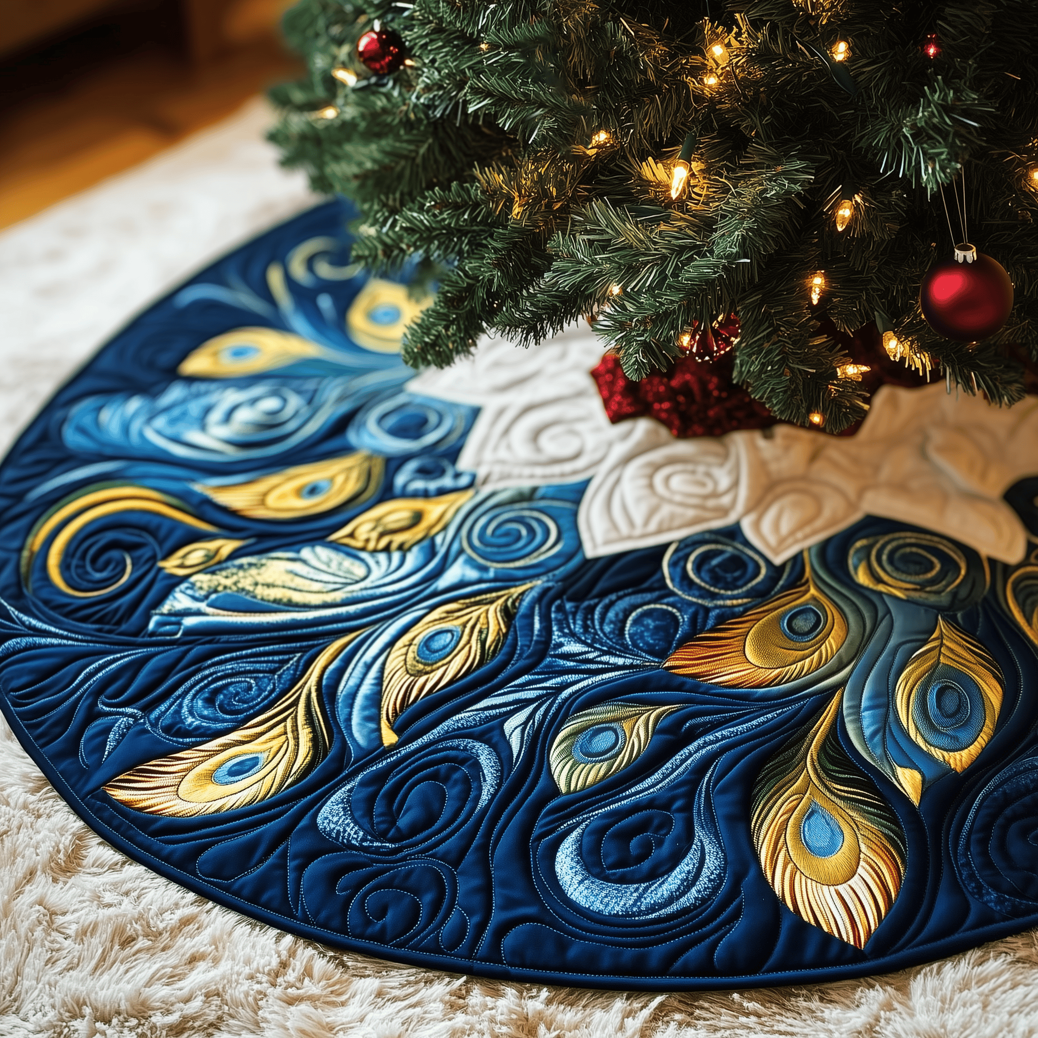 Peacock Quilted Tree Skirt Best New Year Gift Merch