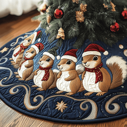 Festive Squirrel Quilted Tree Skirt Memorable Graduation Gift Merch