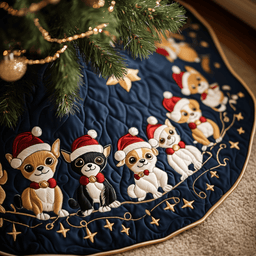 Joyful Christmas Chihuahua Quilted Tree Skirt Perfect Home For Christmas Tree Merch