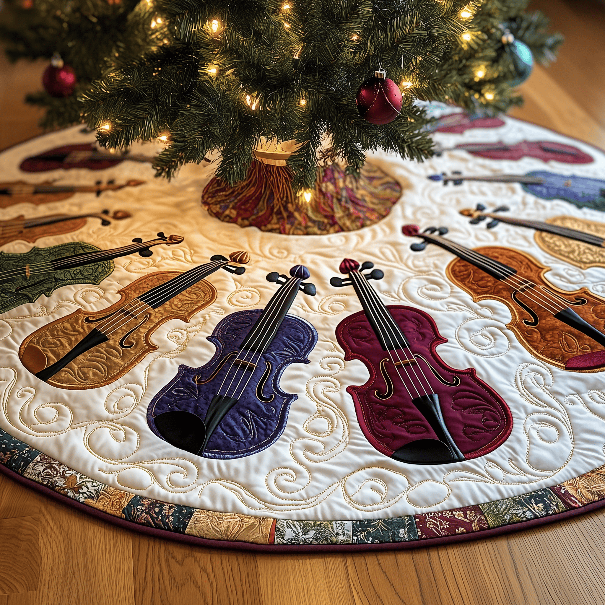 Joyful Violin Quilted Tree Skirt Lovely Mother�s Day Gift Merch