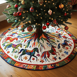 Vibrant Horses Quilted Tree Stylish Holiday Decor Gift Merch