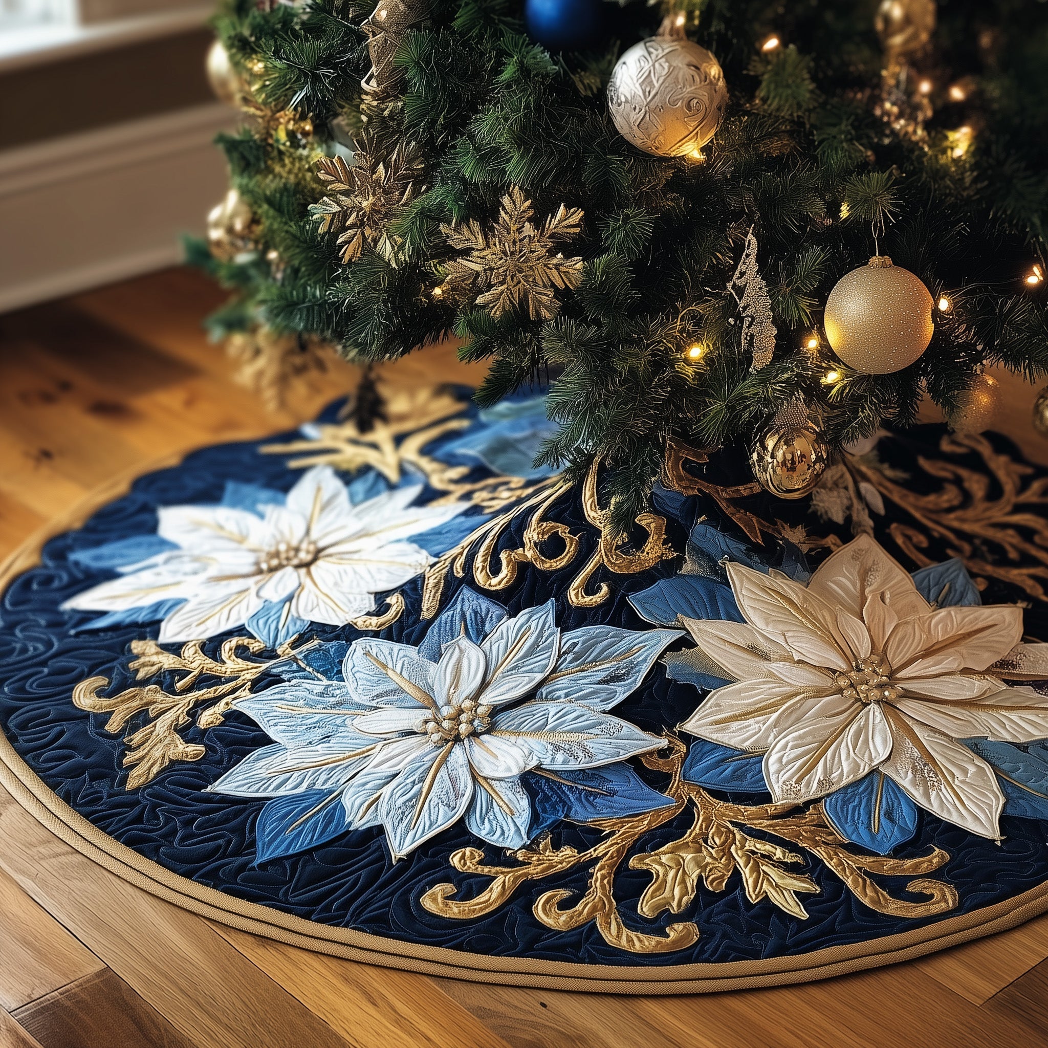 Poinsettia Bliss Quilted Tree Skirt Thoughtful Valentine�s Day Gift Merch
