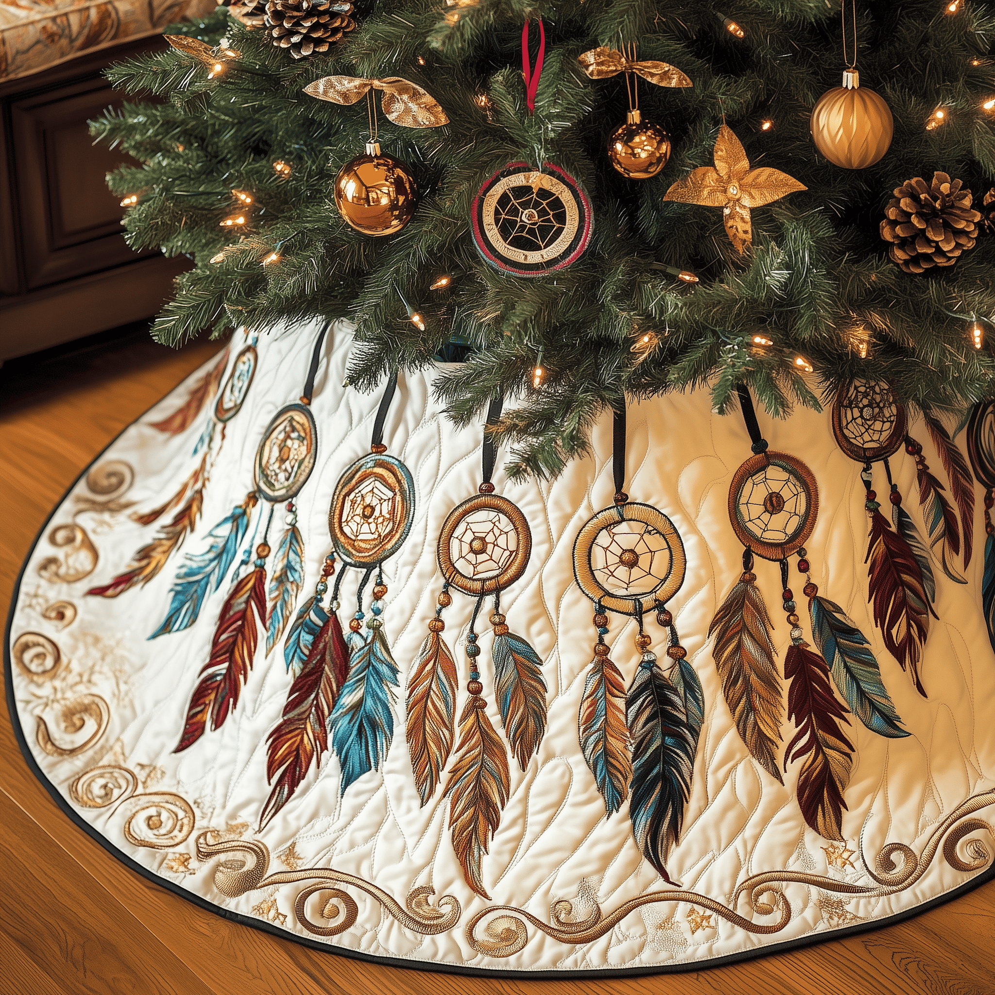 Southwest Dreamcatchers Quilted Tree Skirt Perfect Christmas Gift Merch
