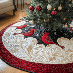 Red Cardinal Quilted Tree Skirt Special Birthday Gift Merch