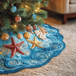 Tropical Seashell Symphony Quilted Tree Skirt Special Birthday Gift Merch
