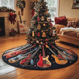 Guitar Bass Quilted Tree Skirt Charming Holiday Home Merch