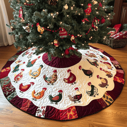 Festive Chicken Christmas Quilted Tree Skirt Thoughtful Gift Merch For Dad