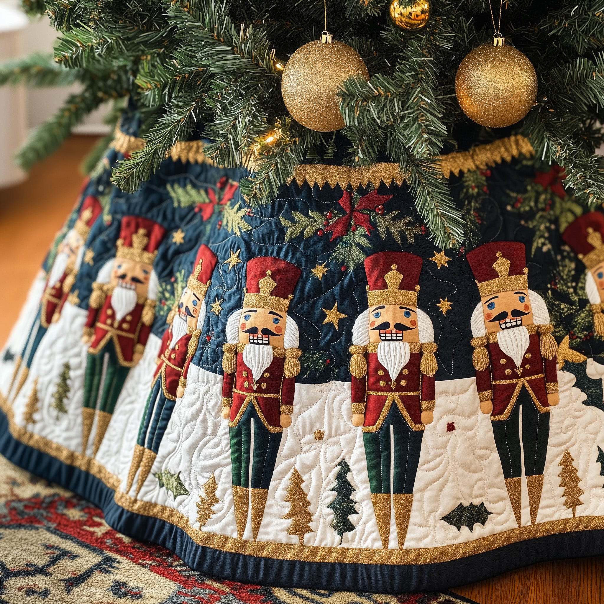Nutcracker Quilted Tree Skirt Holiday Gift Merch