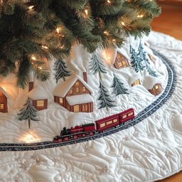 Winter Express Quilted Tree Skirt Stylish Holiday Decor Gift Merch