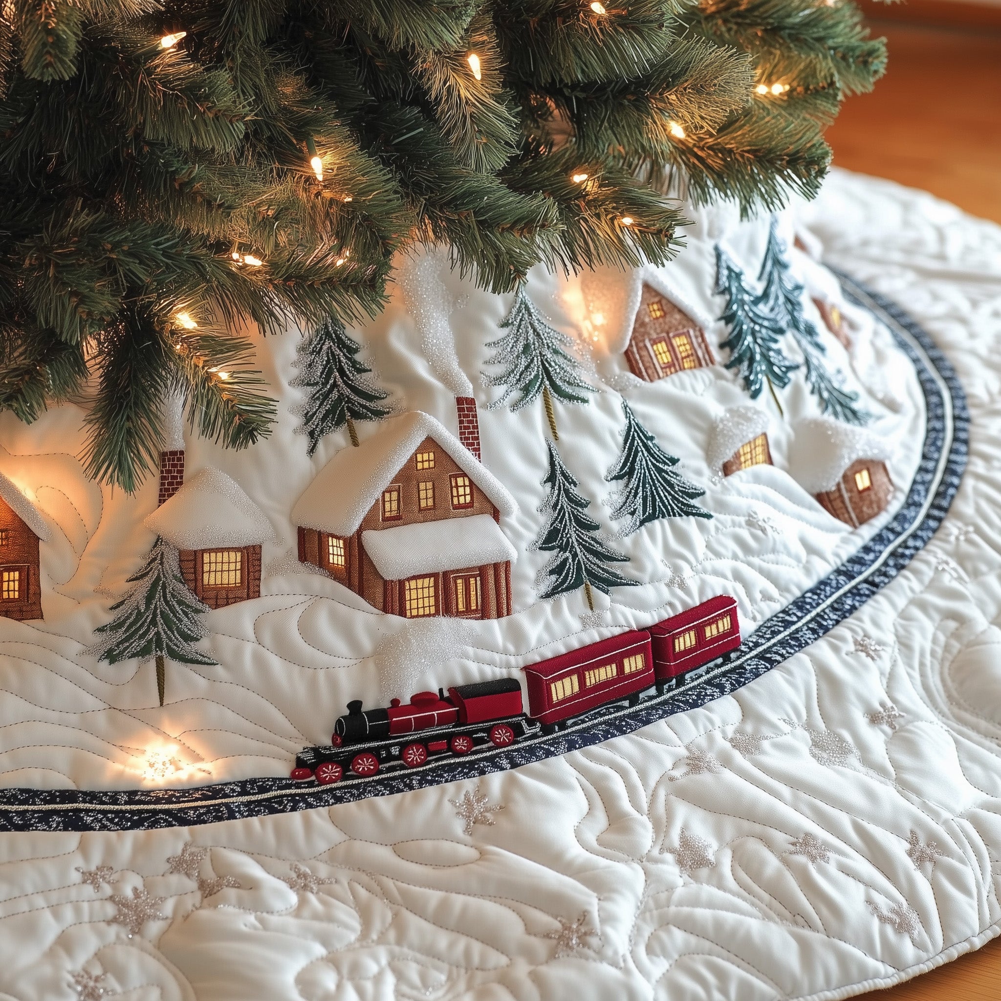 Winter Express Quilted Tree Skirt Stylish Holiday Decor Gift Merch