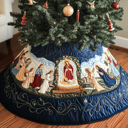 Nativity Scene Quilted Tree Skirt Charming Tree Skirt Gift Idea