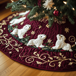West Highland Terrie Quilted Tree Skirt Charming Thanksgiving Gift Merch