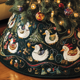 Festive Duck Quilted Tree Skirt Charming Thanksgiving Gift Merch