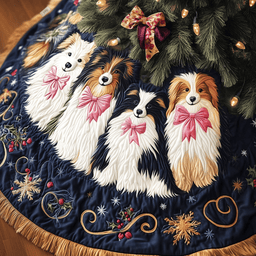 Festive Shetland Sheepdog Quilted Tree Skirt Perfect Tree Skirt Decoration Merch