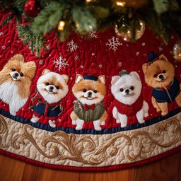 Pomeranian Quilted Tree Skirt Joyful Holiday Season Gift Merch