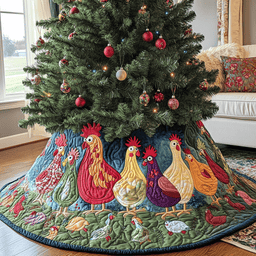 Gossiping Chickens Quilted Tree Skirt Heartfelt Gift Merch For Mom