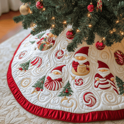 Gnomes Candy Cup Quilted Tree Skirt Adorable Easter Gift Merch