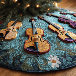 Joyful Violin Quilted Tree Skirt Festive Tree Skirt Gift Choice