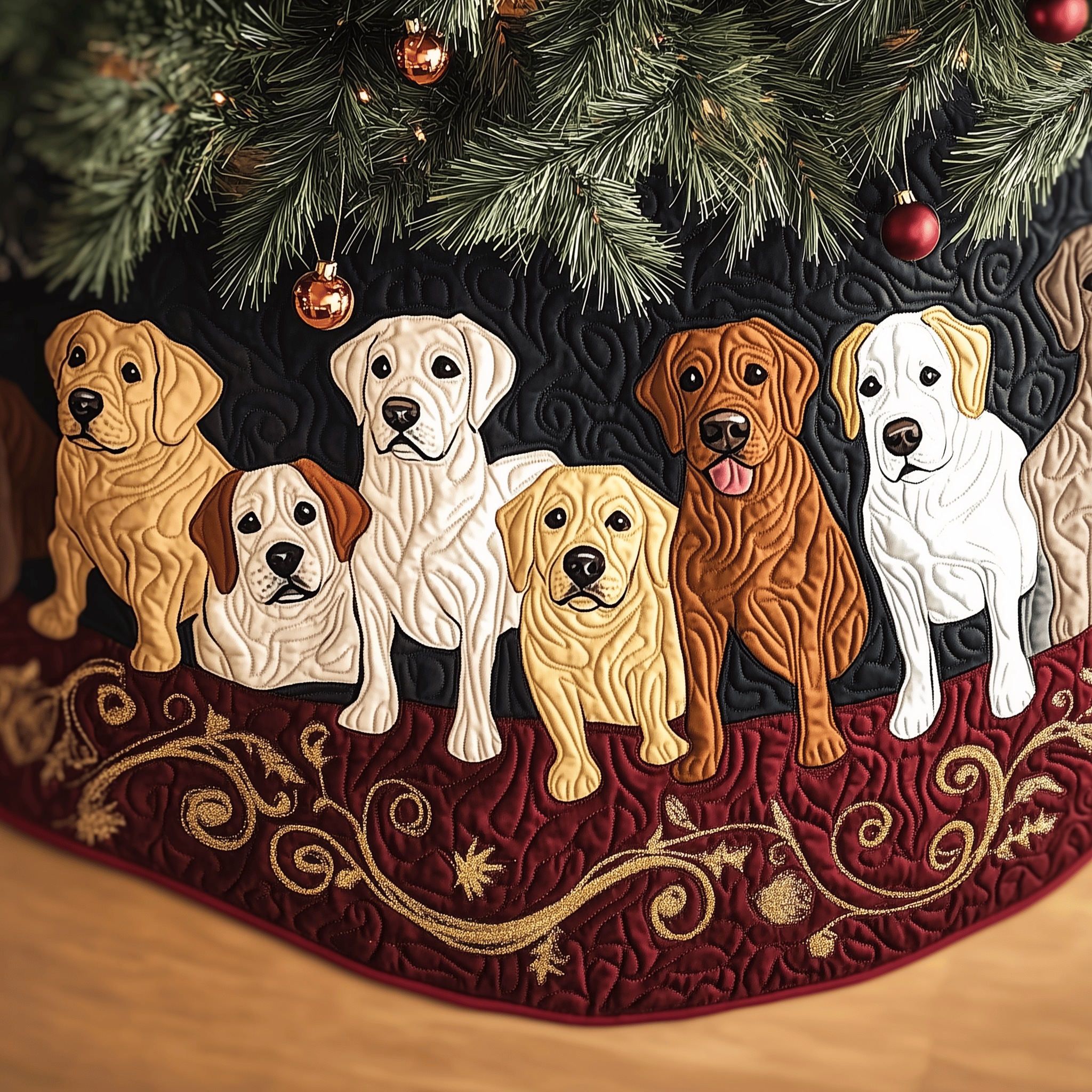 Labrador Retriever Quilted Tree Skirt Adorable Easter Gift Merch