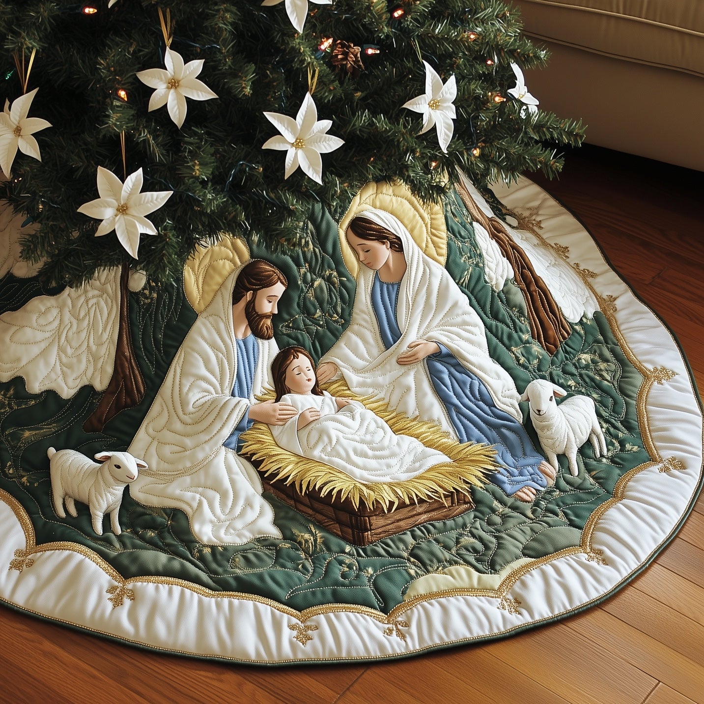 Nativity Quilted Tree Skirt Thoughtful Valentine�s Day Gift Merch