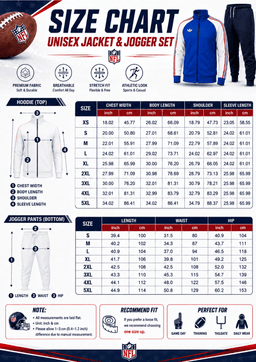 Seattle Seahawks | Premium NFL Varsity Team Spirit Jacket & Jogger Set TD size chart