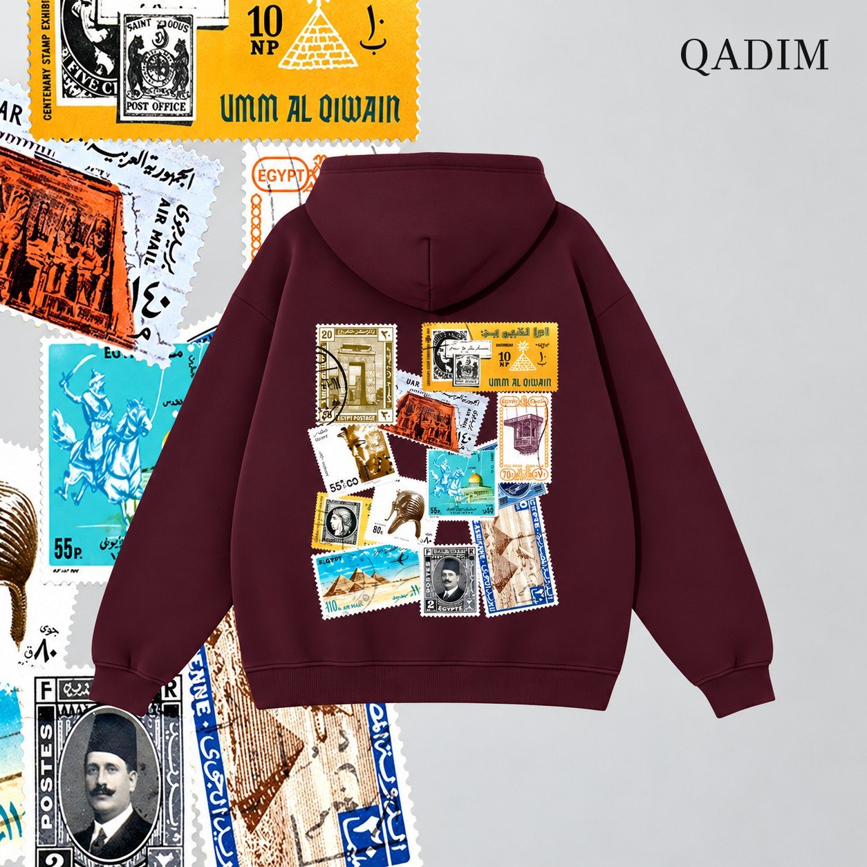 Tawabie Hoodie — Burgundy, back