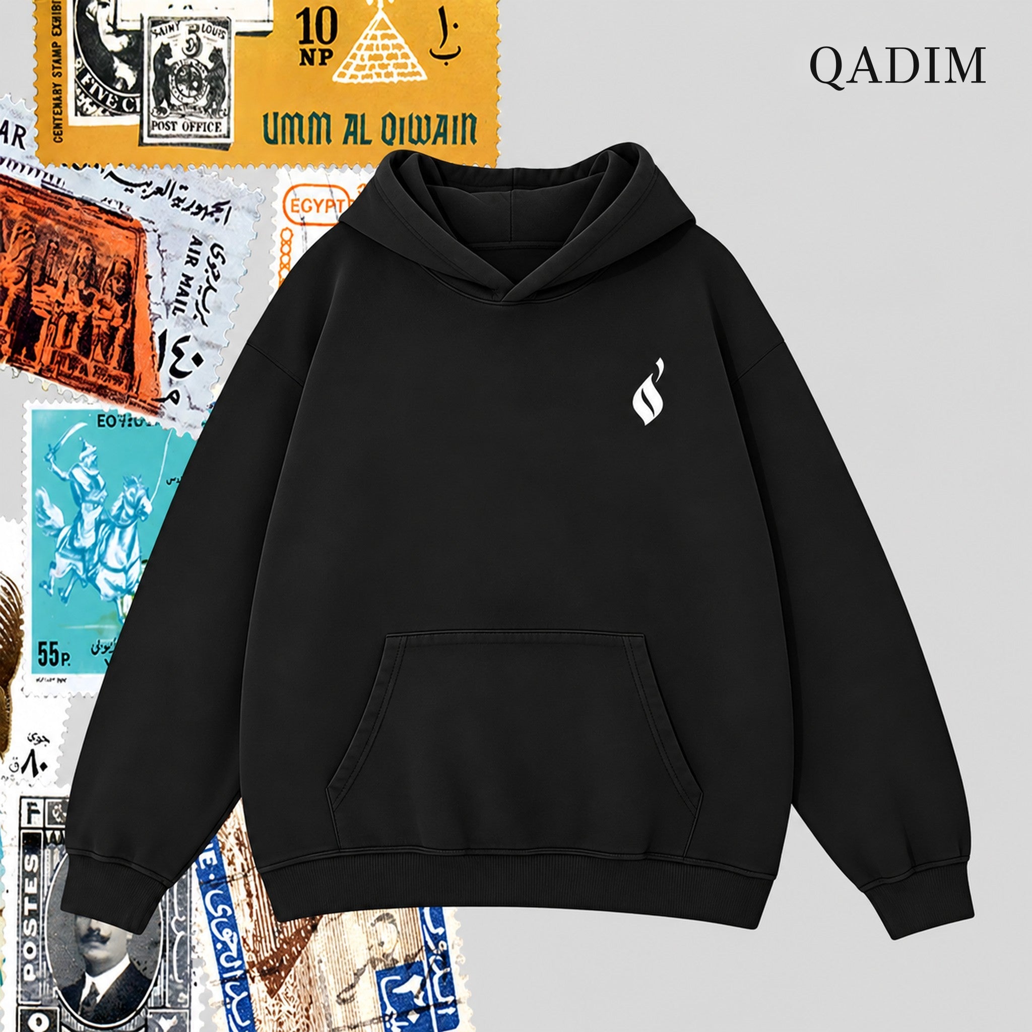 Tawabie Hoodie — Black, front