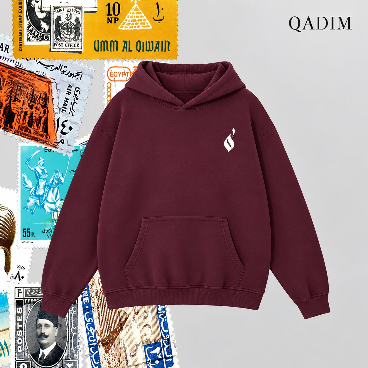 Tawabie Hoodie — Burgundy, front