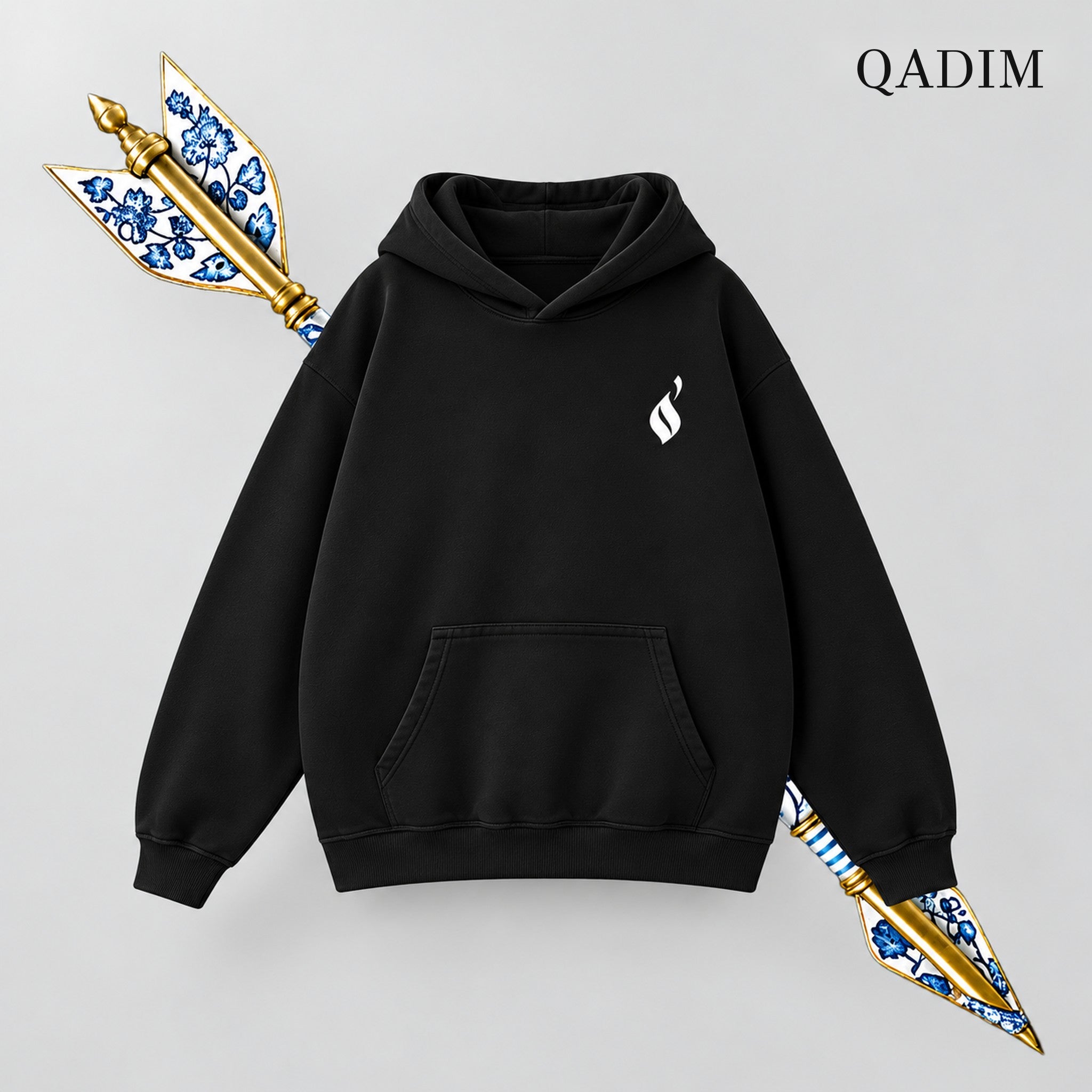 Sahm Hoodie — Black, front