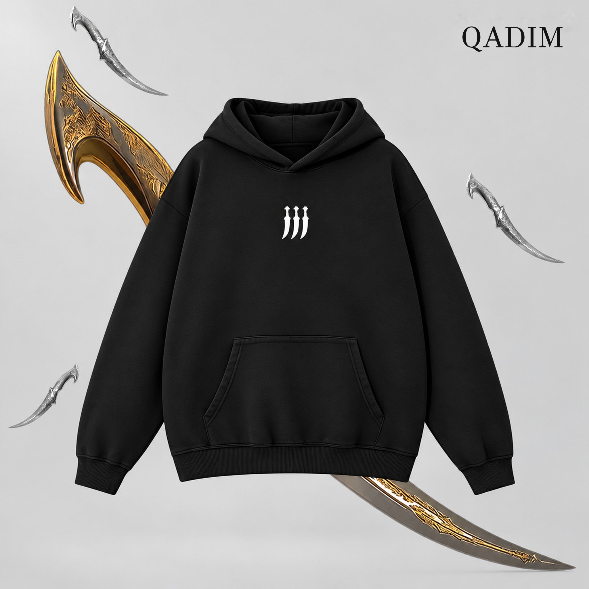 Jambiya Hoodie — Black, front