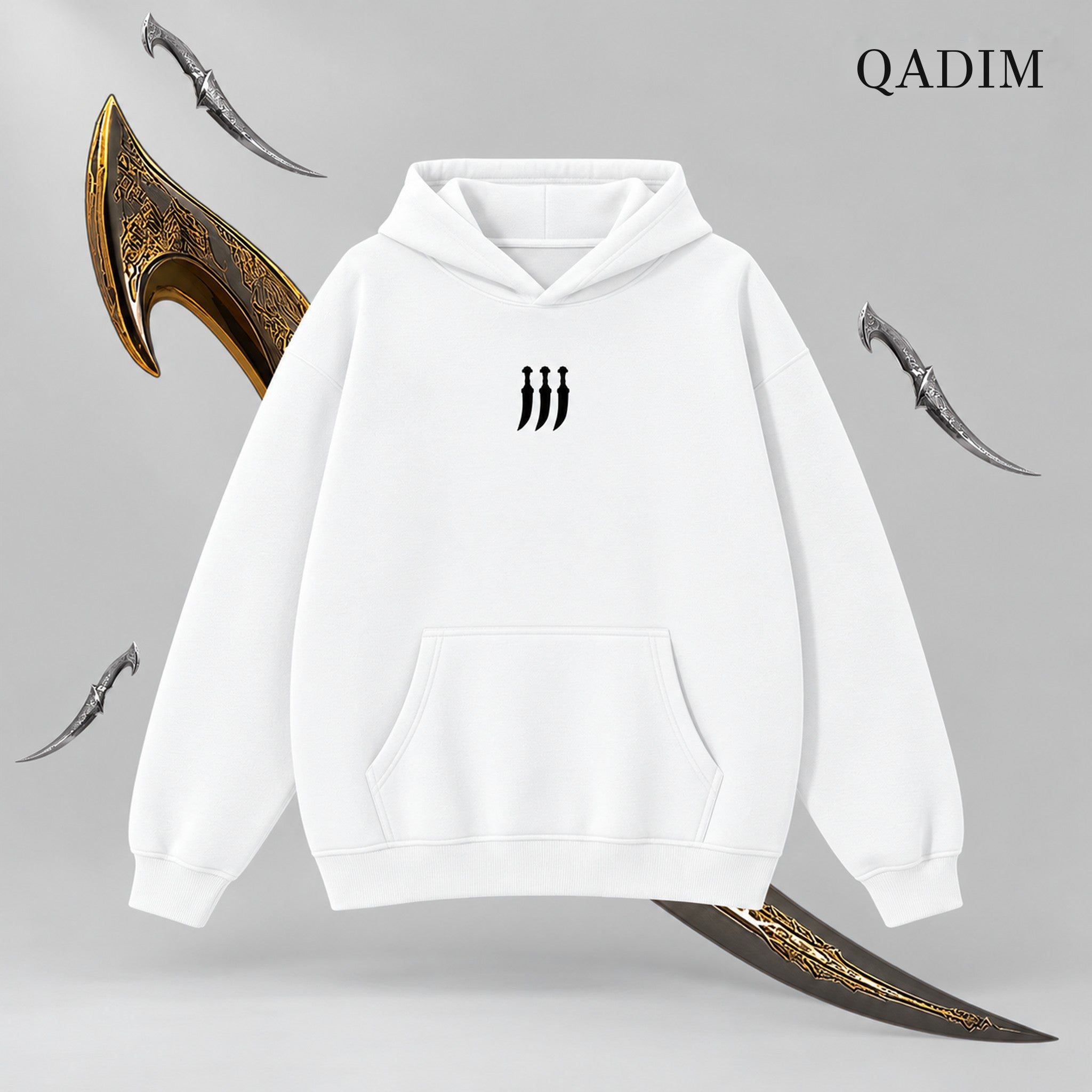 Jambiya Hoodie — White, front