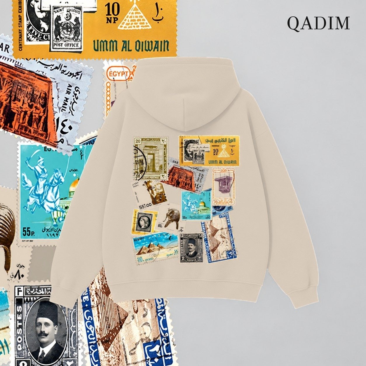 Tawabie Hoodie — Beige, back
