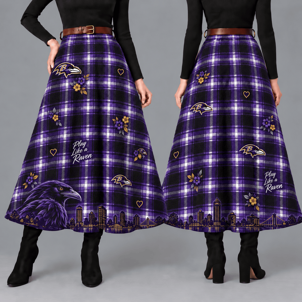 Baltimore Ravens Women’s Team Spirit Plaid Maxi Skirt