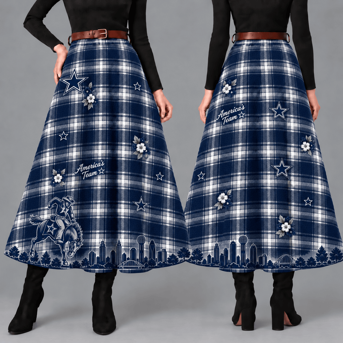 Dallas Cowboys Women’s Team Spirit Plaid Maxi Skirt
