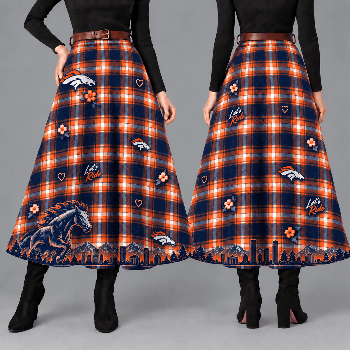 Denver Broncos Women’s Team Spirit Plaid Maxi Skirt
