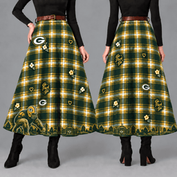 Green Bay Packers Women’s Team Spirit Plaid Maxi Skirt