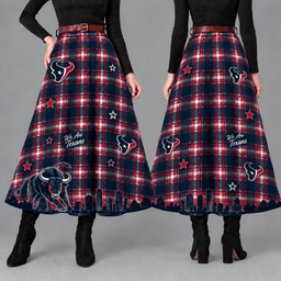 Houston Texans Women’s Team Spirit Plaid Maxi Skirt