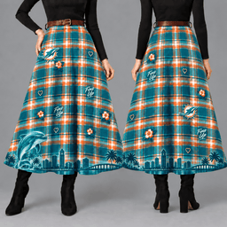 Miami Dolphins Women’s Team Spirit Plaid Maxi Skirt