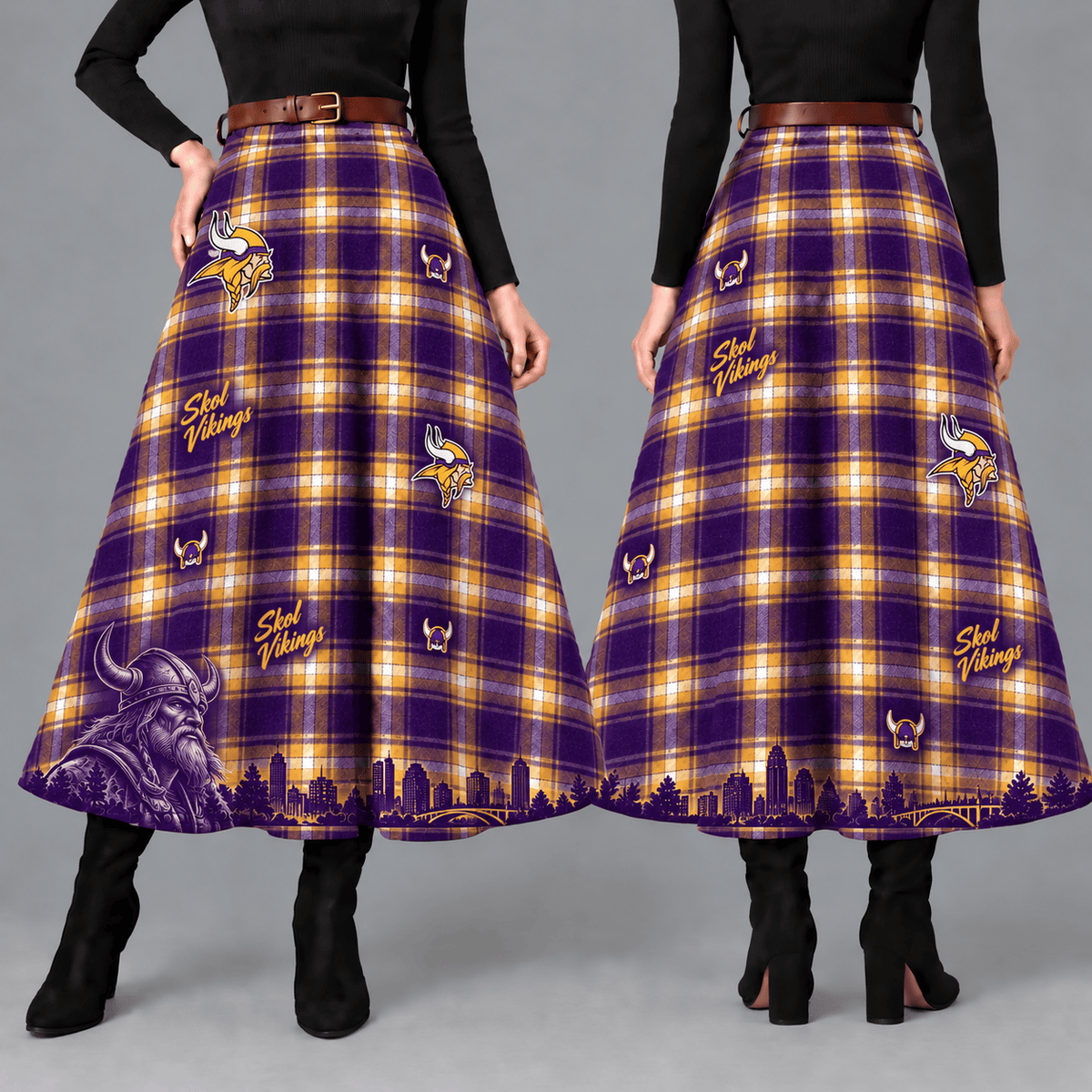 Minnesota Vikings Women’s Team Spirit Plaid Maxi Skirt