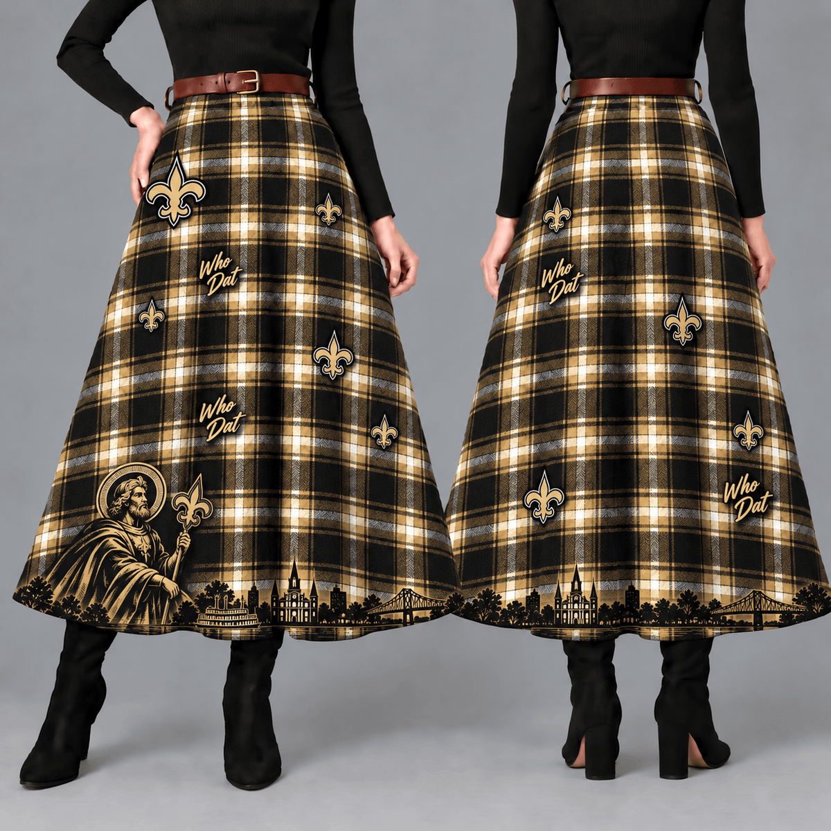 New Orleans Saints Women’s Team Spirit Plaid Maxi Skirt