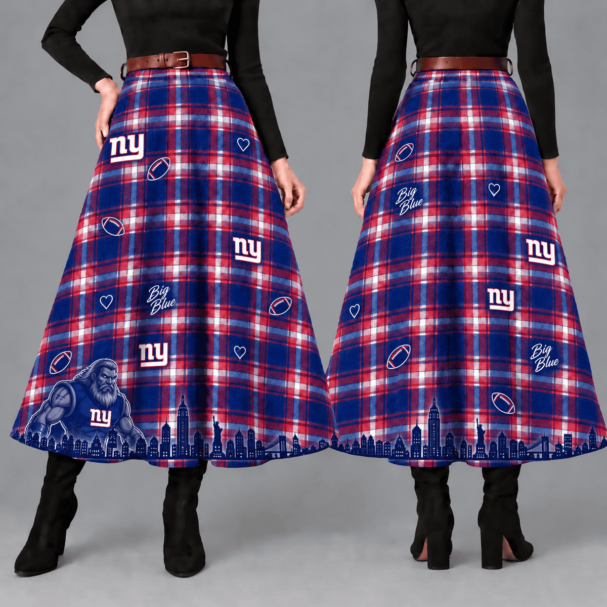 New York Giants Women’s Team Spirit Plaid Maxi Skirt