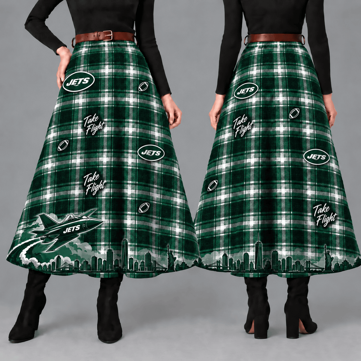 New York Jets Women’s Team Spirit Plaid Maxi Skirt