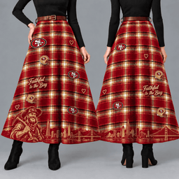 San Francisco 49ers Women’s Team Spirit Plaid Maxi Skirt