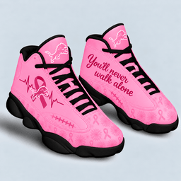 Detroit Lions Breast Cancer Awareness Custom Sneakers – You’ll Never Walk Alone