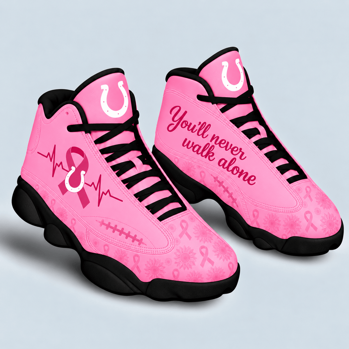 Indianapolis Colts Breast Cancer Awareness Custom Sneakers – You’ll Never Walk Alone