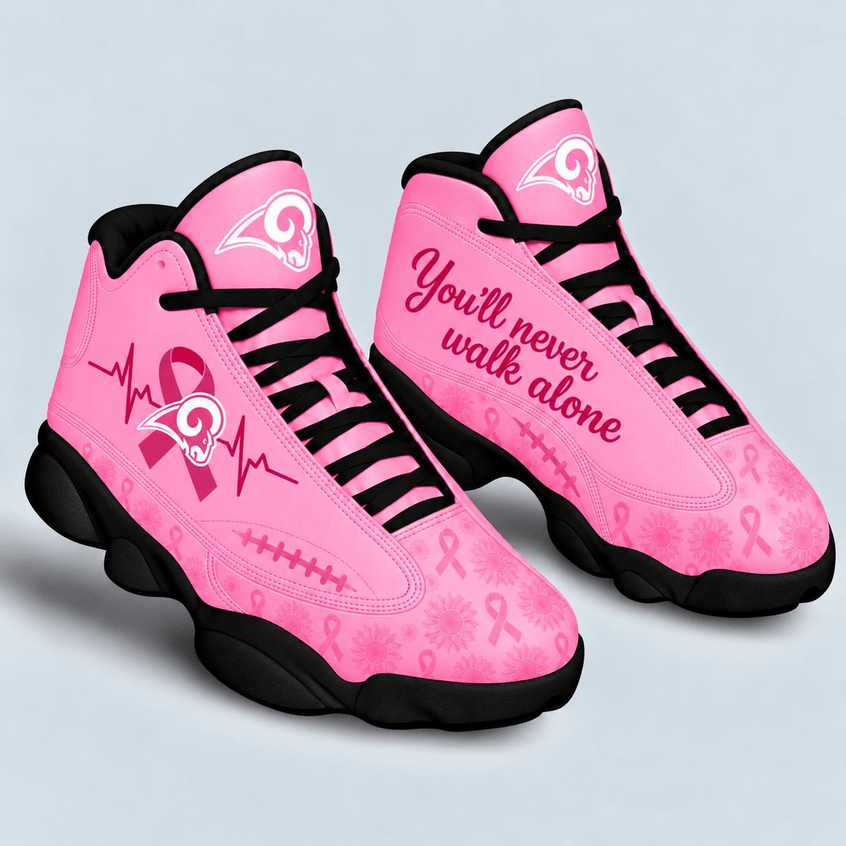 Los Angeles Rams Breast Cancer Awareness Custom Sneakers – You’ll Never Walk Alone