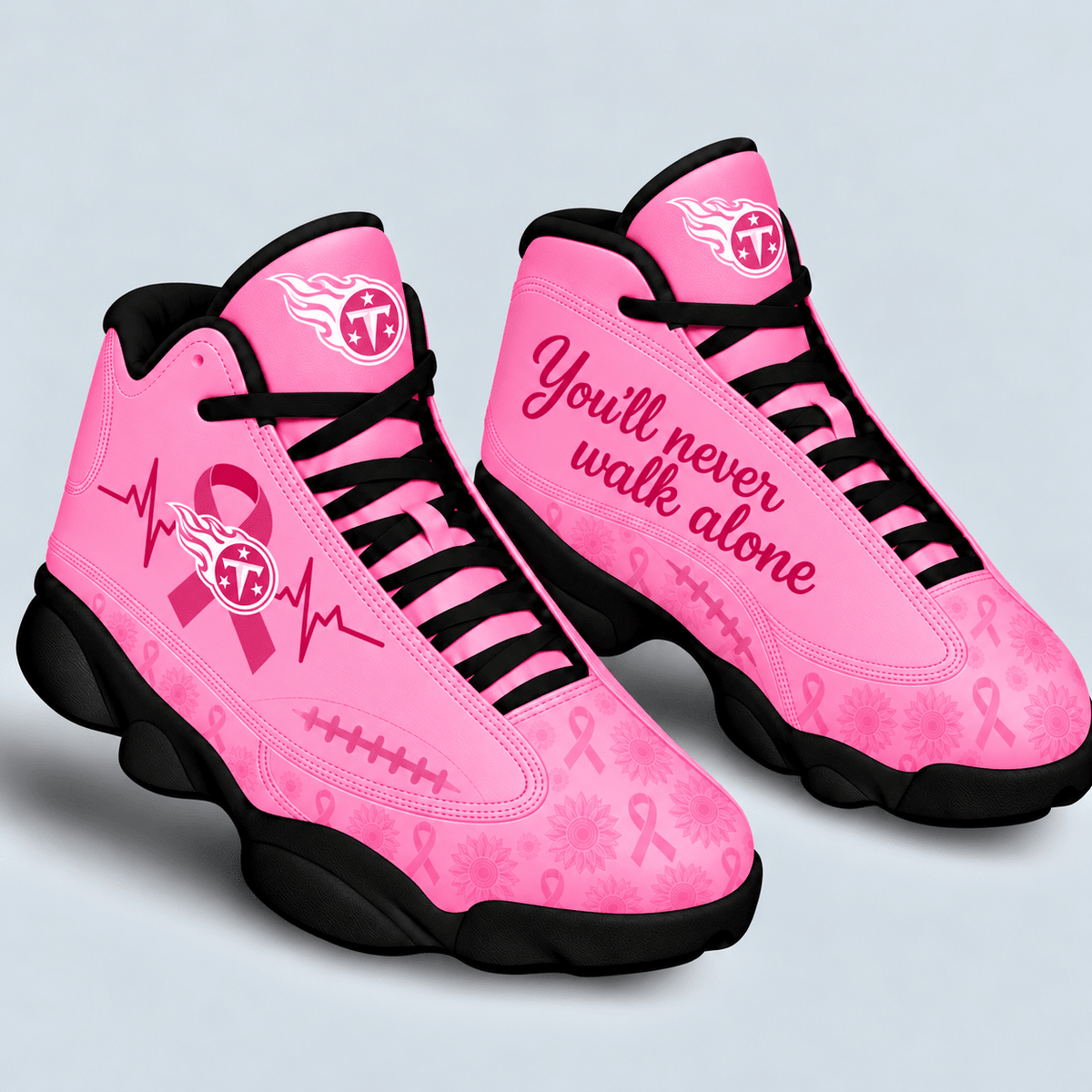 Tennessee Titans Breast Cancer Awareness Custom Sneakers – You’ll Never Walk Alone