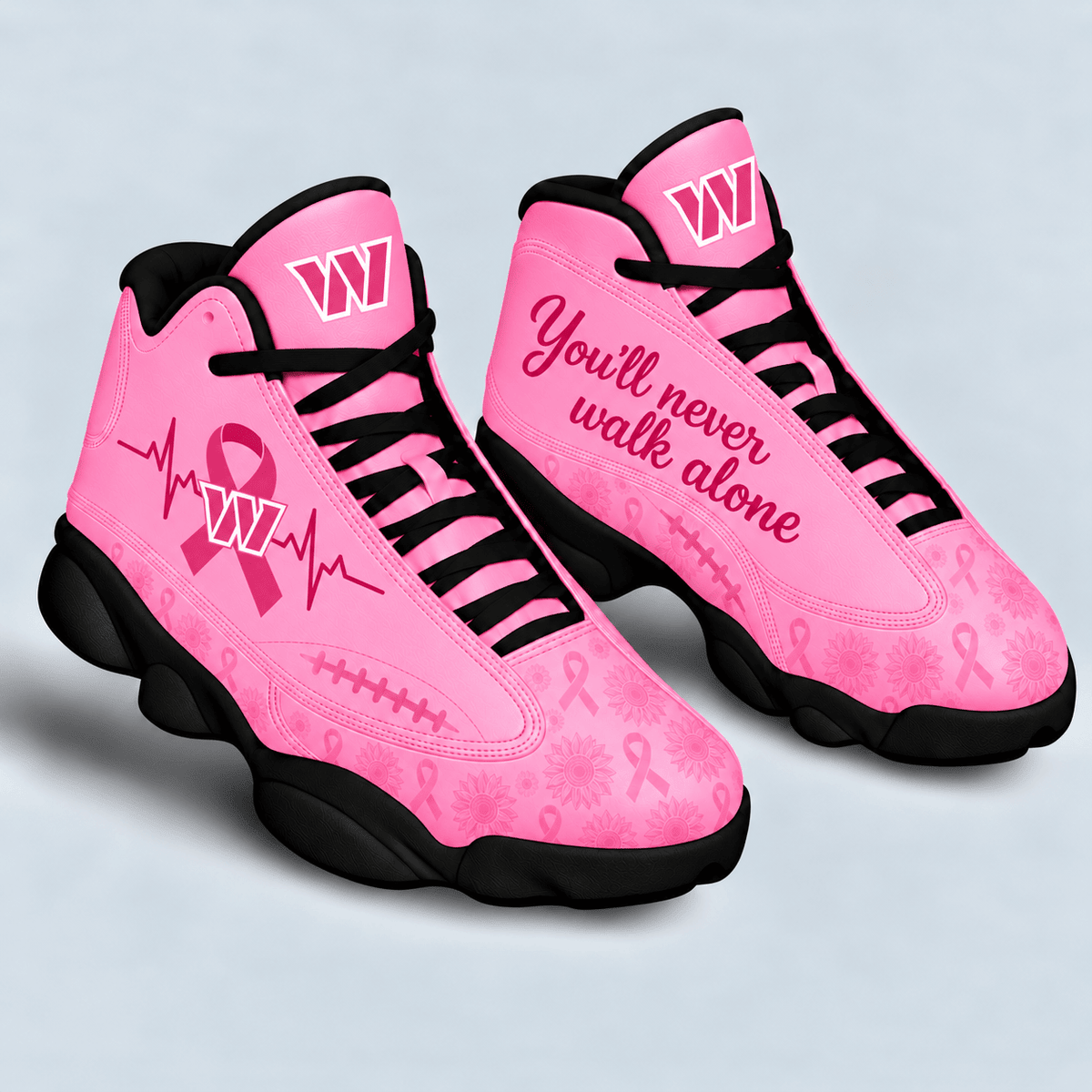 Washington Commanders Breast Cancer Awareness Custom Sneakers – You’ll Never Walk Alone