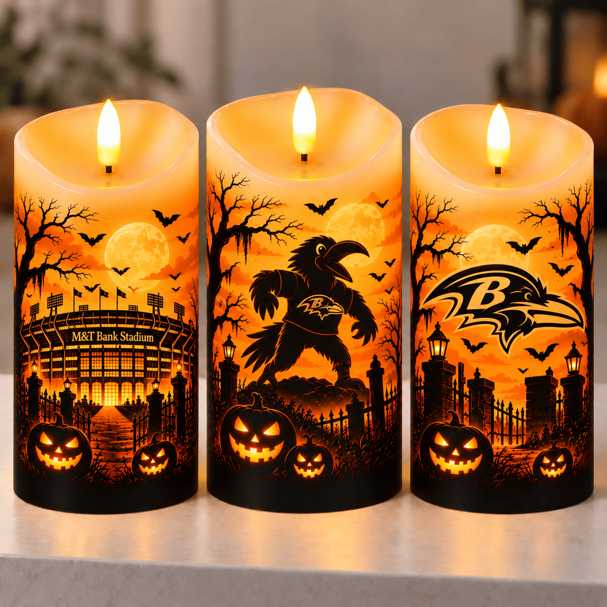 Baltimore Ravens Halloween Flameless LED Candles